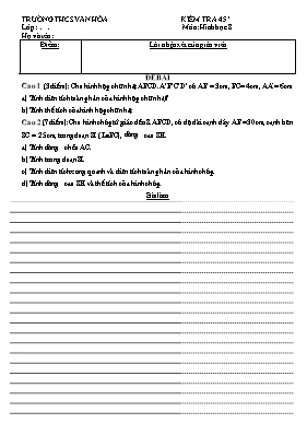 Kiểm tra 45 môn Hình học 8